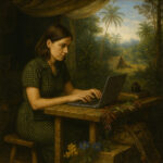 Portrait von Dorothee Elmiger, frei nach Eduard Enders Gemälde "Alexander Humboldt und Aimé Bonplant am Orinoco"